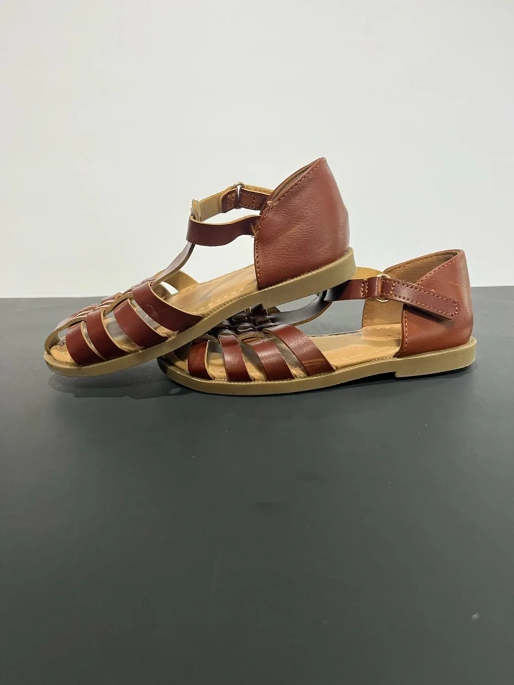 Sugar Brown Classic Fisherman Adjustable Strap Closed Toes Little Girls Sandals